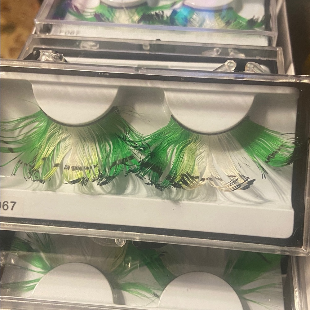 5 pair Green feather volume/full/long lashes (F067)